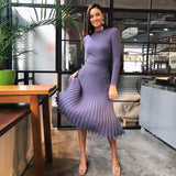 Women Knitted Long Dress Autumn Winter Slim Sleeve Ladies Dresses