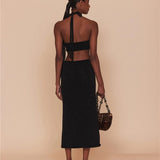 Sexy Vacation Outfits Knitted Halter Maxi Dresses