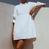 Summer Beach White Ruffles Dress