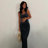 Sexy Hollow Sleeveless Maxi Dress