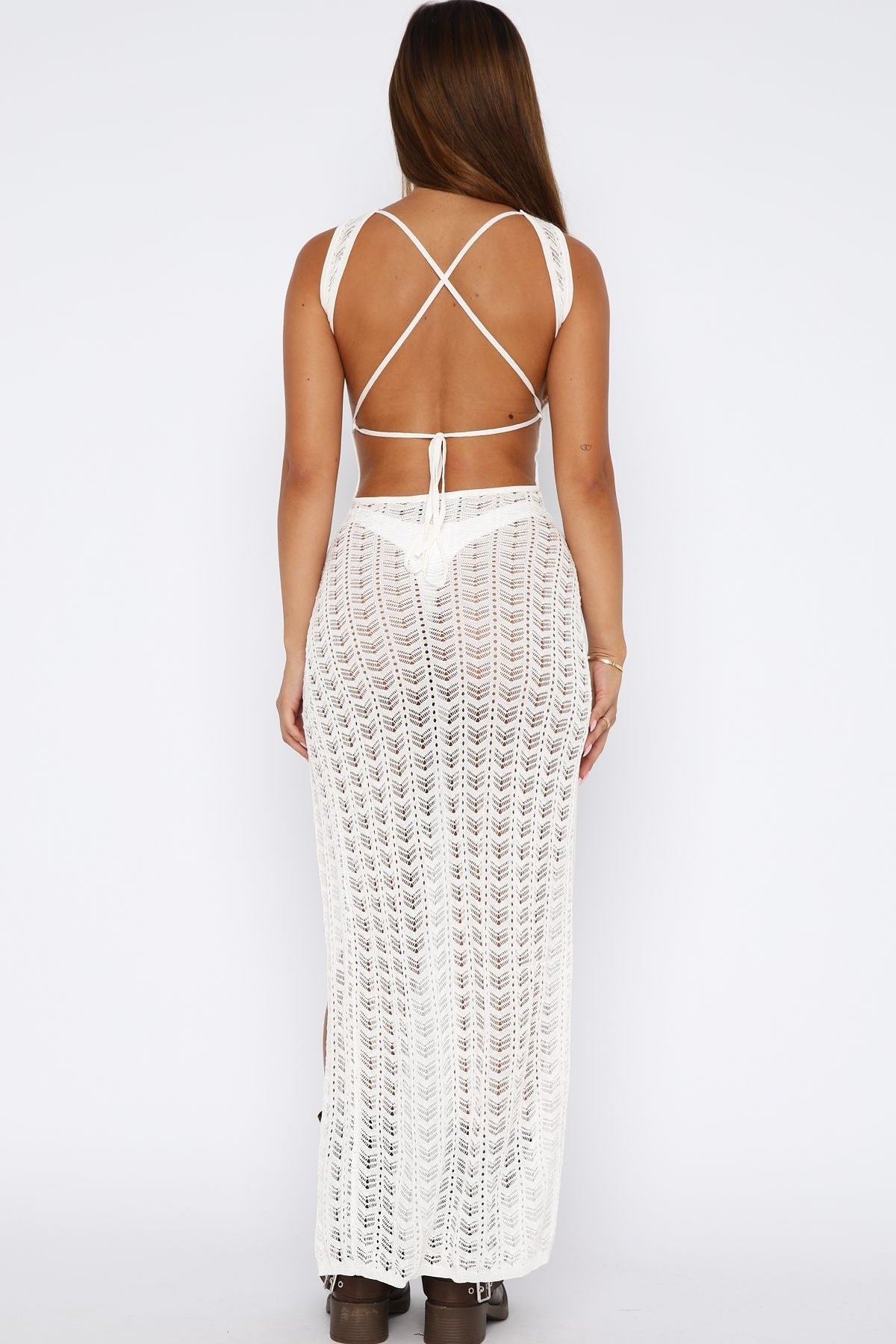 Can't Stop Won't Stop Knit Maxi Dress Off White