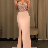 High Split Sequined Patchwork Dress Women Spaghetti Strap Open Back High Waist Slim Long Maxi Dress Elegant Party Dresses Female