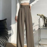 Wide Leg Classic Suit Vintage Palazzo Office Black Female High Waisted Trouser