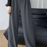 Wide Leg Classic Suit Vintage Palazzo Office Black Female High Waisted Trouser