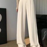 Wide Leg Classic Suit Vintage Palazzo Office Black Female High Waisted Trouser