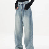Vintage Style High Waist Loose Wide Leg Denim Jeans