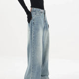 Vintage Style High Waist Loose Wide Leg Denim Jeans