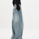 Vintage Style High Waist Loose Wide Leg Denim Jeans