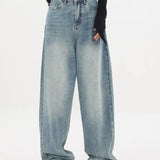 Vintage Style High Waist Loose Wide Leg Denim Jeans