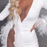 Hollow Out Lack Bodycon Draped Dress