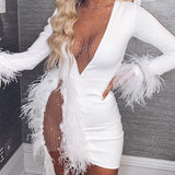 Hollow Out Lack Bodycon Draped Dress