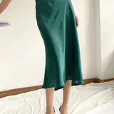 Satin Elastic Waist Female Slim Falda Skirt
