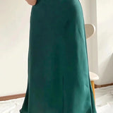 Satin Elastic Waist Female Slim Falda Skirt