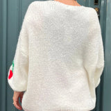 Cherry Tie Mohair Blend Cardigan - Cream