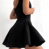 Chantal - Solid Pleated Ruffle Mini Dress
