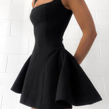 Chantal - Solid Pleated Ruffle Mini Dress
