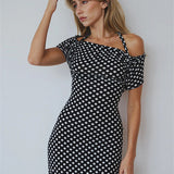 Black Polka Dot Off-shoulder Maxi Dress