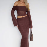 In Too Deep Knit Maxi Skirt Chocolate