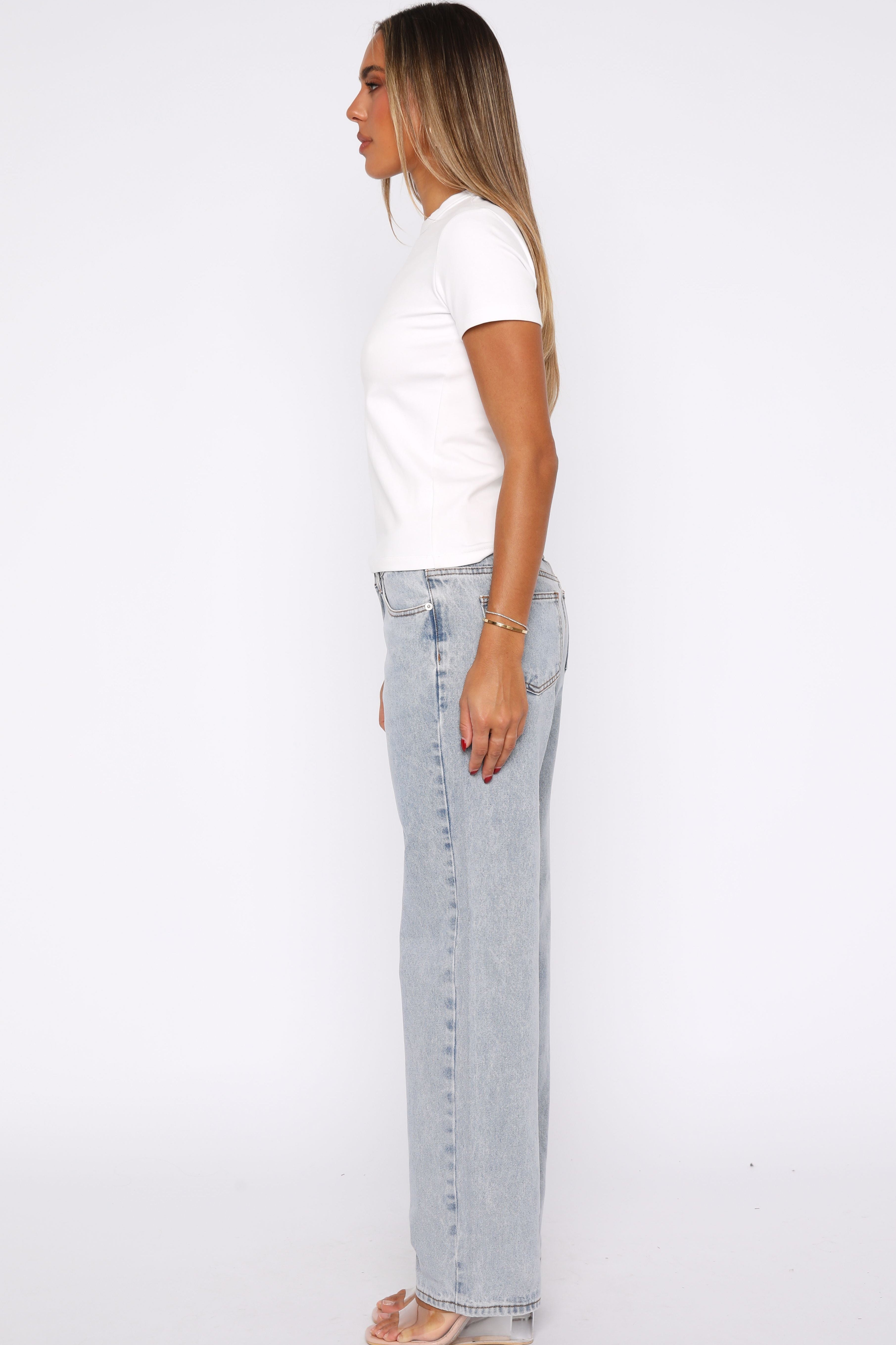 Zara Low Rise Straight Leg Jeans Light Blue
