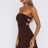 Keep Falling Strapless Mini Dress Chocolate