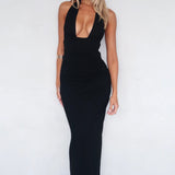 Say What You Feel Halter Maxi Dress Black