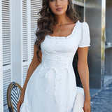 Bow Cute White Party Birthday Festival Dress