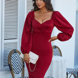 Pure Classic V-Neck Off Shoulder Bodycon Party Dress