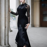 Mall Goth High Waist Ruffle Fishtail Half Women Slim Fold Elastic Wrapped Hip Sweet Skirt