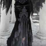 Mall Goth High Waist Ruffle Fishtail Half Women Slim Fold Elastic Wrapped Hip Sweet Skirt