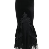 Mall Goth High Waist Ruffle Fishtail Half Women Slim Fold Elastic Wrapped Hip Sweet Skirt