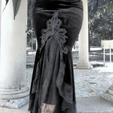 Mall Goth High Waist Ruffle Fishtail Half Women Slim Fold Elastic Wrapped Hip Sweet Skirt