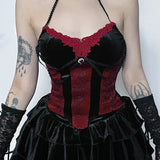 Goth Vintage Punk Aesthetic Backless Y2K Camisole Halter Neck Crop Top