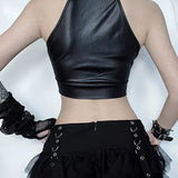 Sexy Casual Grunge Gothic Punk Cold Shoulder Crop Top