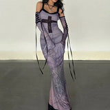 Gothic Lace Oversleeve Vintage V Neck Sleeveless Bodycon Halloween Cocktail Dress