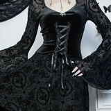 Long Sleeve Ruffle Mini Vintage V Neck Velvet Stretchy Bodycon Cocktail Victorian Dress