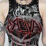 Gothic Retro Rivet Print Graphic Crop Top