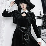 Velvet A-Hem Spaghetti Strap Punk V Neck Sleeveless Draped Bodycon Goth Vintage Mini Cami Dress