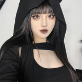 Wasteland Kitten Hollow Out Long Sleeve Folds Bodycon Dress