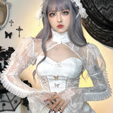 Lace Gothic Retro Mesh Flare Sleeve Witchy Bodycon Goth Cocktail Vintage Dress