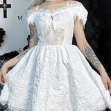 Mini Party Aesthetic One Shoulder Strap Sexy Lace Cutouts Elegant A-Line High Waist Prom Y2K Grunge Clubwear Dress
