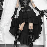 Women's SteamRetro Gothic Pleated Asymmetric Hi-Low Lace Party Irregular Victorian High-Low Bustle Skirt