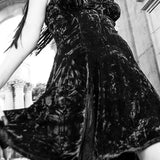 Y2K Gothic Vintage Sexy Mesh Velvet Mini Grunge Aesthetic Dark High Waist Slit Partywear Emo Lolita Clubwear Dress