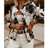 Flower Print Long Sleeve Zipper Jacket