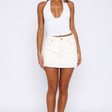 Don't Leave Me Denim Skort Off White