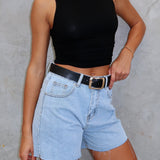 Keep It Brief Denim Shorts Light Blue