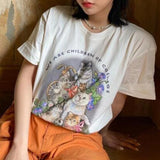 Graphic Oversized White Short Sleeve Femme Cute Grunge Y2k T-shirt
