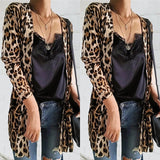 Cardigan Fashion Sweaters Long Sleeve Leopard Print Knitted Tops Leopard Print Outwear