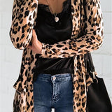 Cardigan Fashion Sweaters Long Sleeve Leopard Print Knitted Tops Leopard Print Outwear
