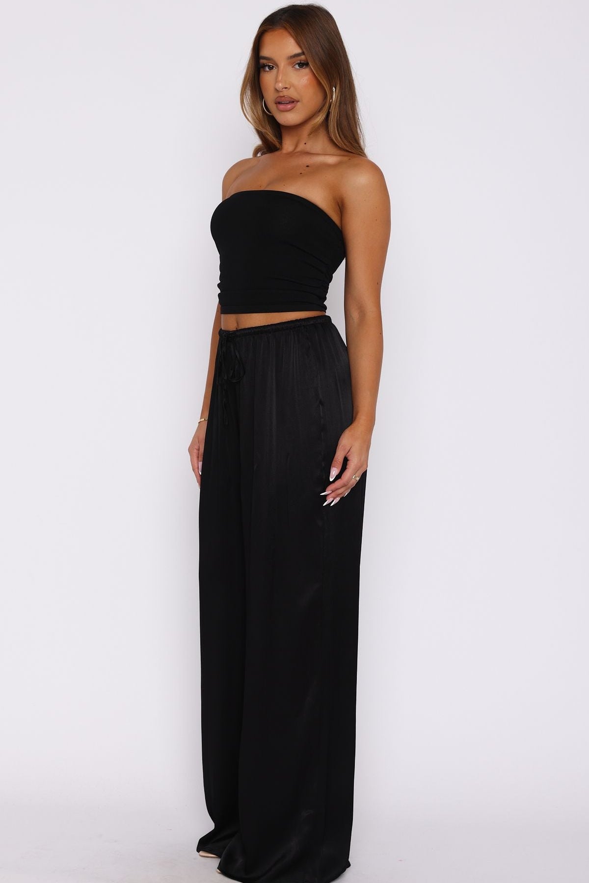 Catching Up Wide Leg Pants Black