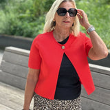 Elegant Red Knitted One Button Cardigan Sweater